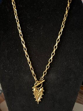 Gold Heart Pendant Toggle Necklace - Women Jewelry